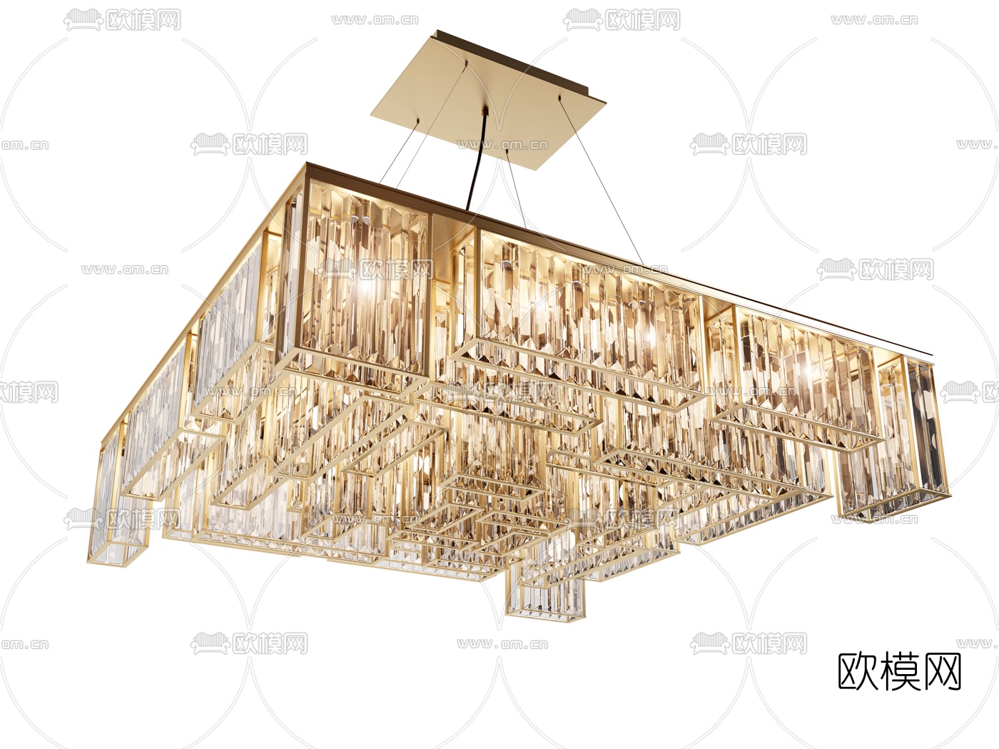 现代时尚水晶吊灯3d模型下载（渲染图3）