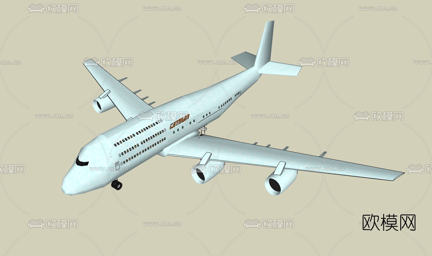 现代飞机免费su模型下载（渲染图1）