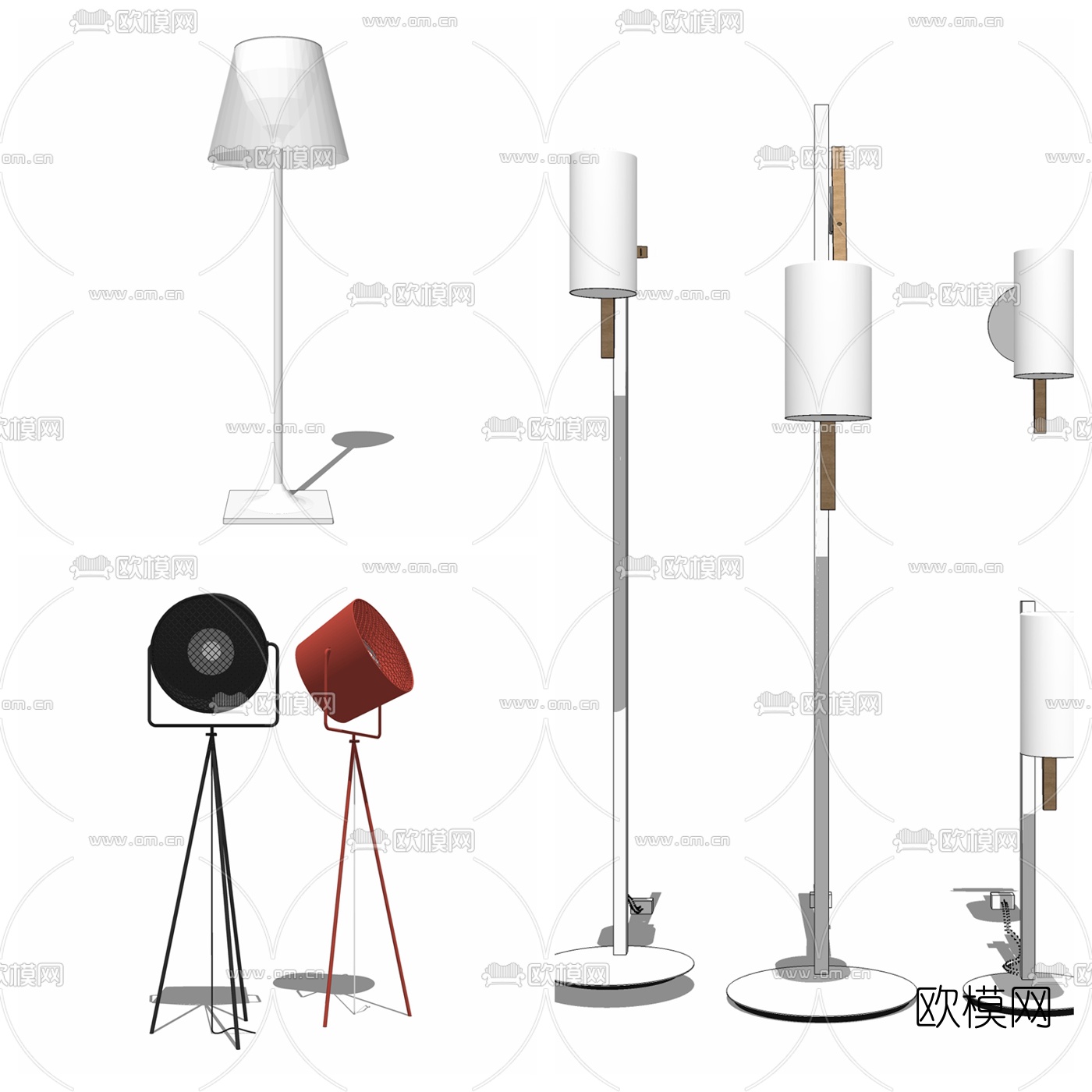 现代落地灯壁灯组合su模型下载