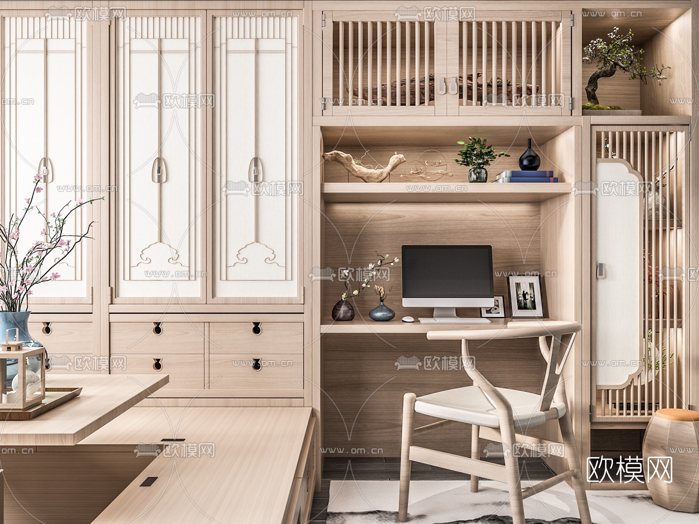 日式榻榻米书房3d模型下载（渲染图3）