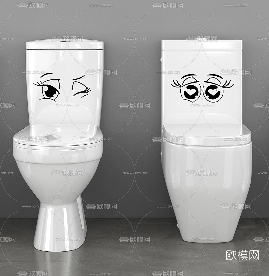 现代卡通马桶坐便器3d模型