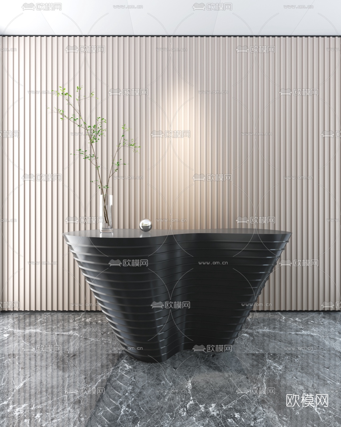 现代个性前台接待台3d模型下载