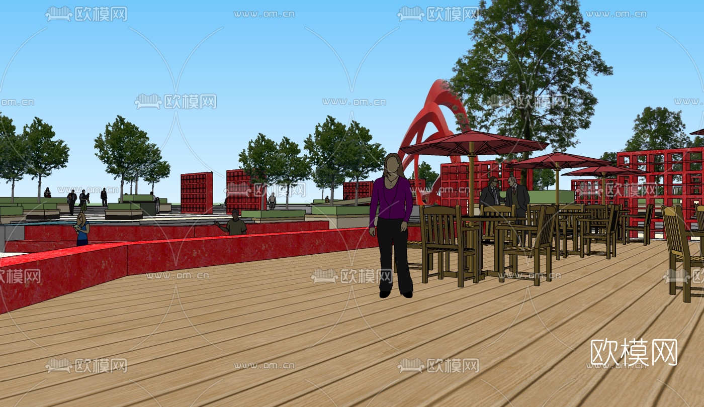 现代公园景观免费su模型下载（渲染图4）