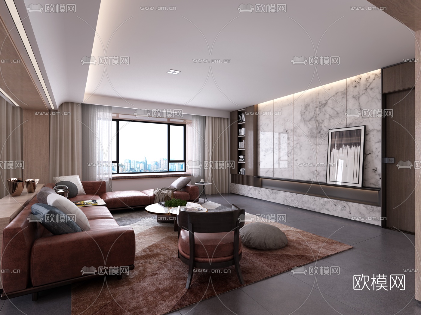 现代简约客厅3d模型