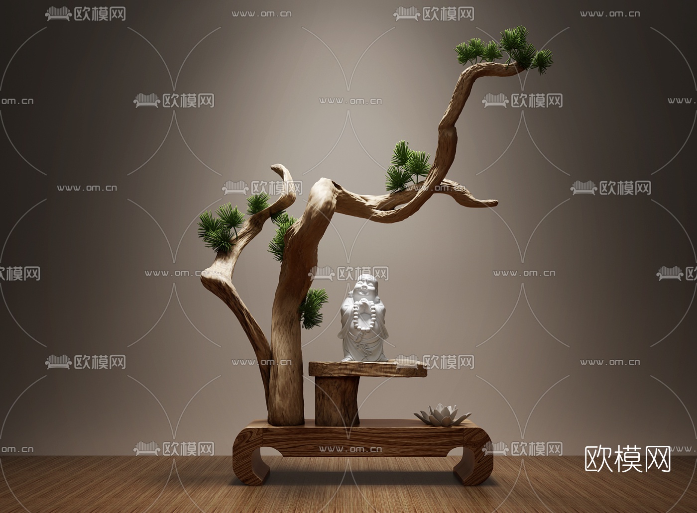 中式根雕佛陀摆件3D模型