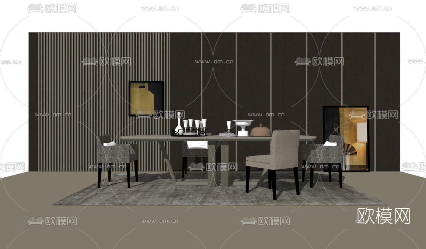 现代餐桌椅组合su模型