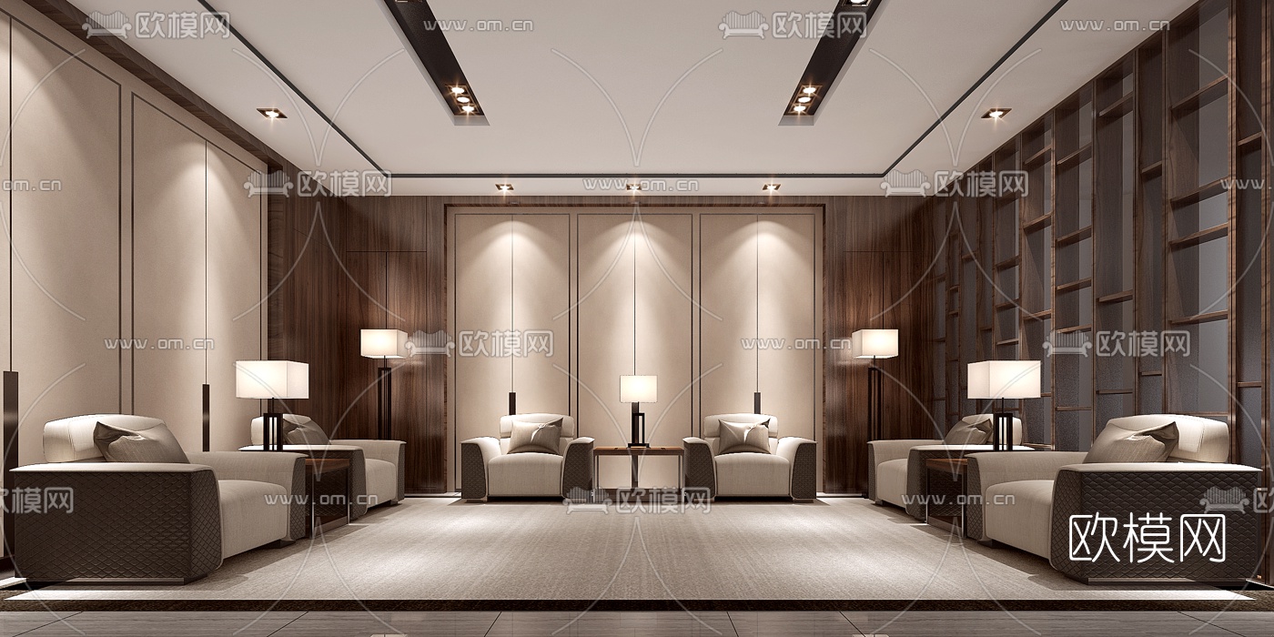 现代贵宾接待室会议室3D模型-免费3dmax模型库-欧模网
