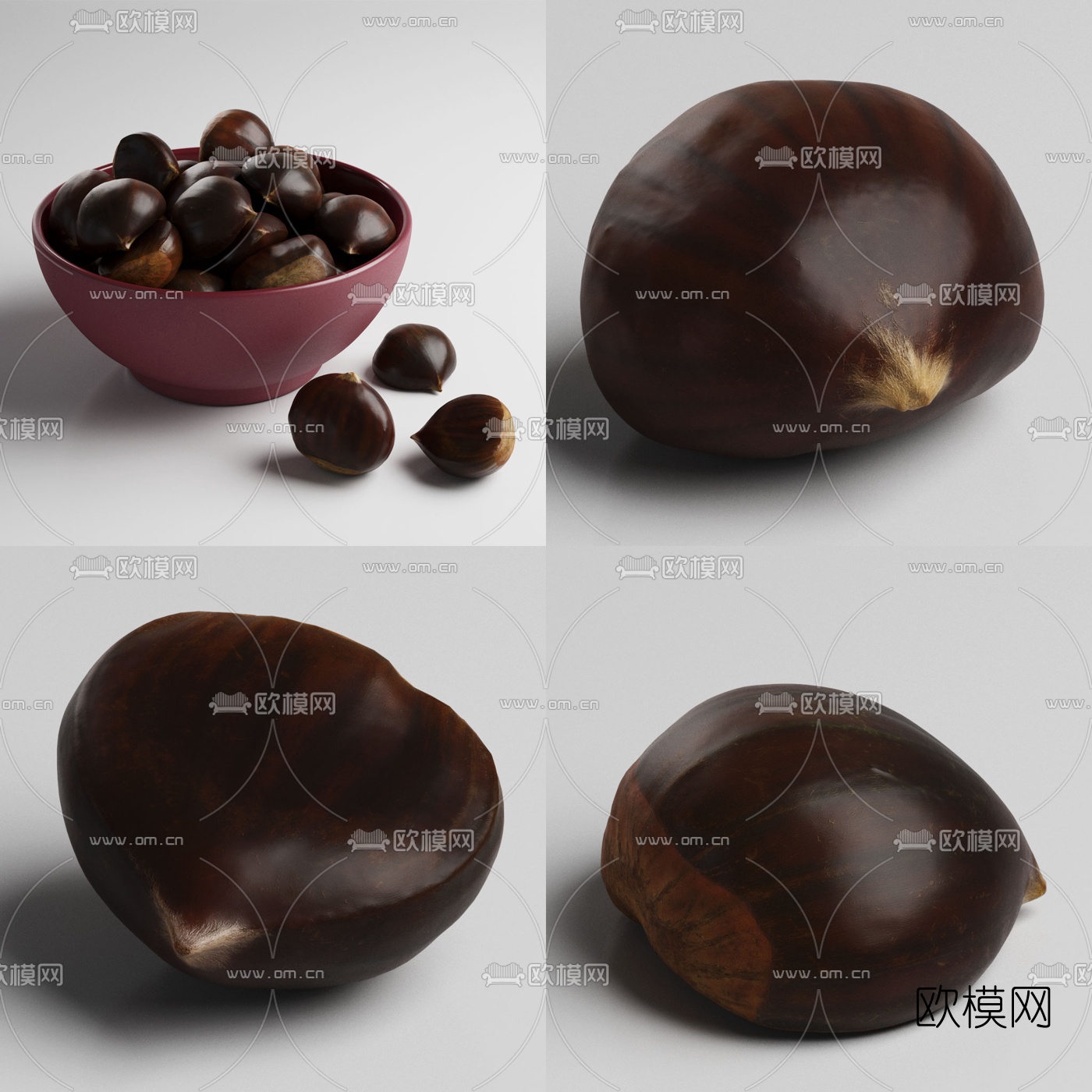 现代干果板栗3d模型下载（渲染图1）
