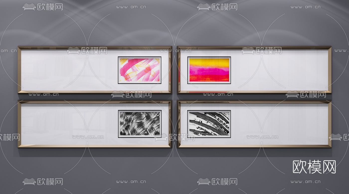 现代挂画装饰画组合3D模型
