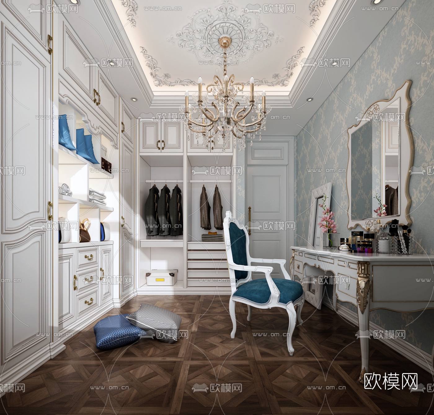 欧式衣帽间3d模型下载