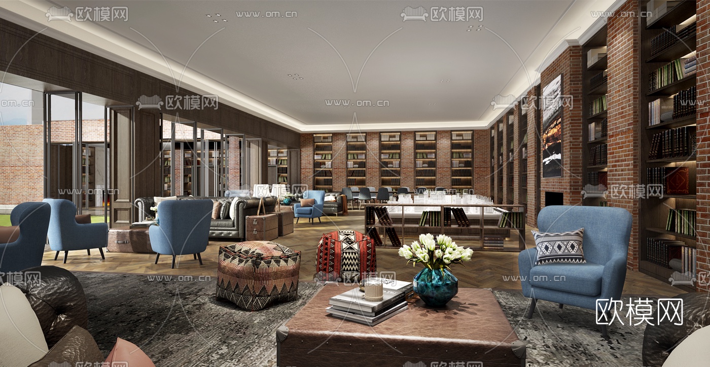 美式售楼部洽谈区3d模型下载