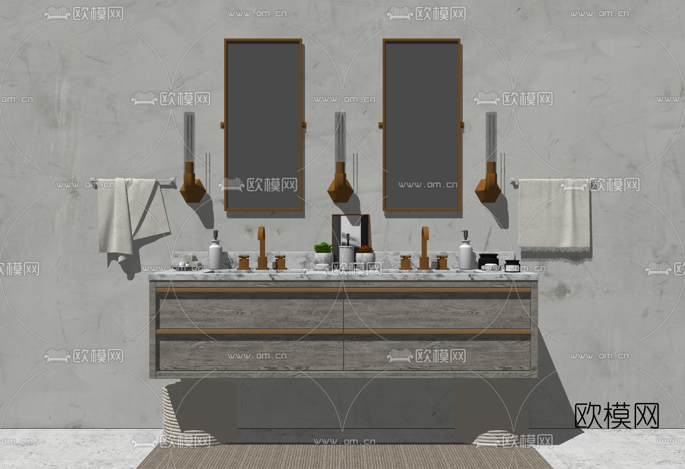 现代轻奢浴室柜洗手台su模型下载