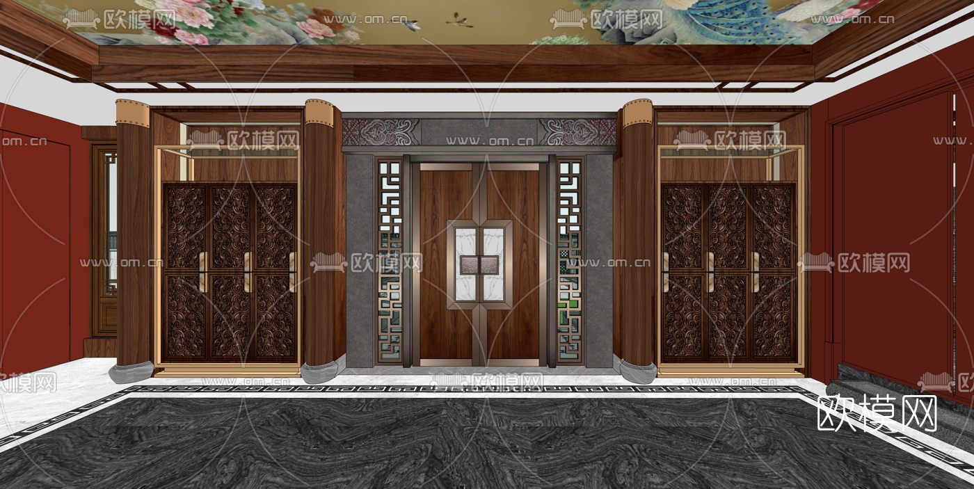 中式会所su模型下载（渲染图2）