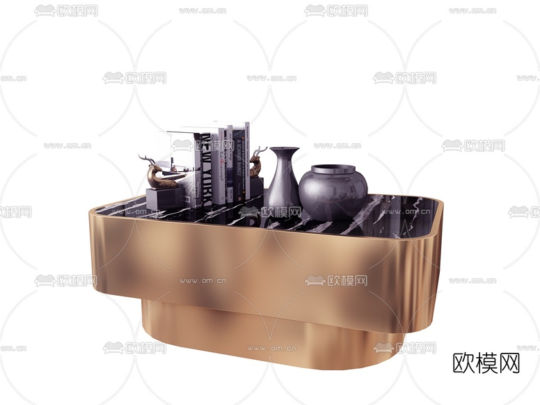 现代轻奢茶几组合3d模型下载(渲染图2)