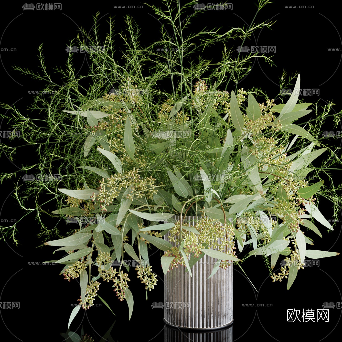 现代花卉花瓶3d模型