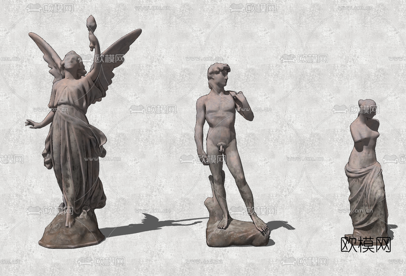 欧式人物雕塑su模型下载