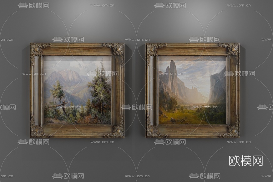 欧式装饰有框画组合3D模型下载