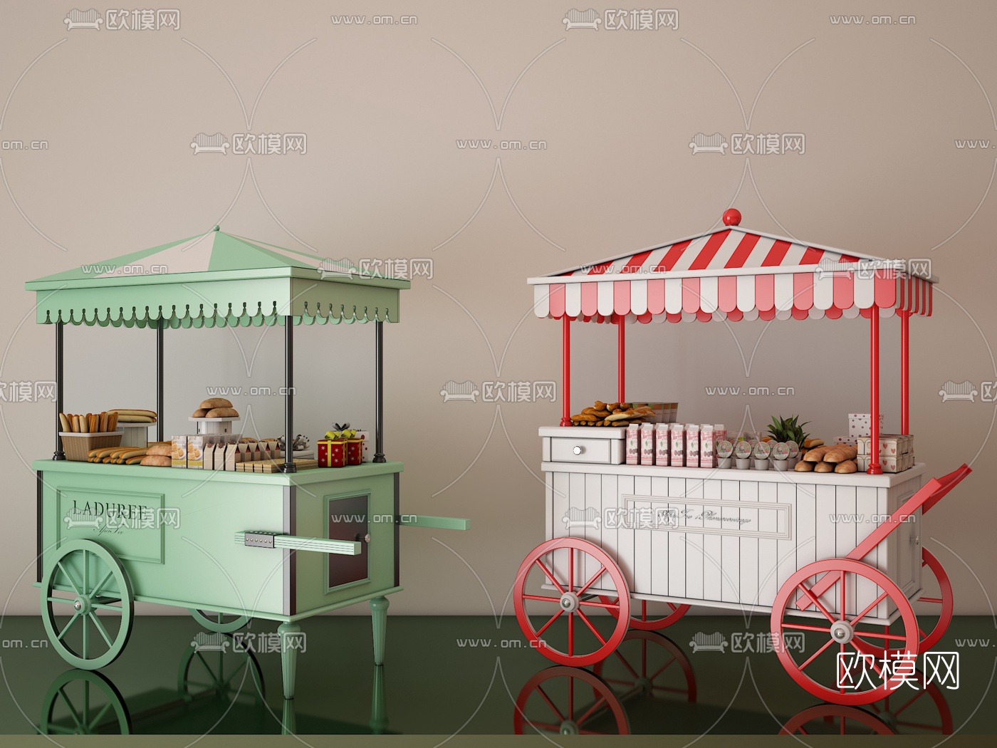 欧式促销花车展示柜3d模型