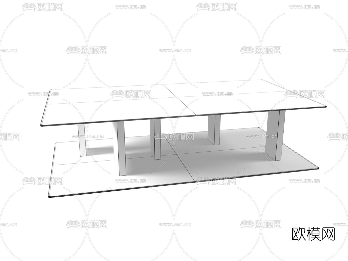 现代玻璃茶几3d模型