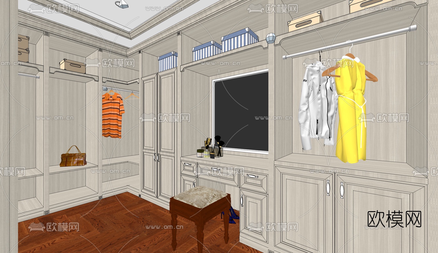 欧式衣帽间su模型下载