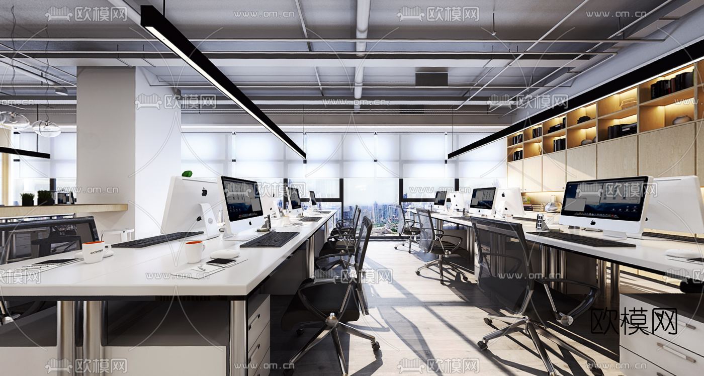 工业风办公室办公区3d模型