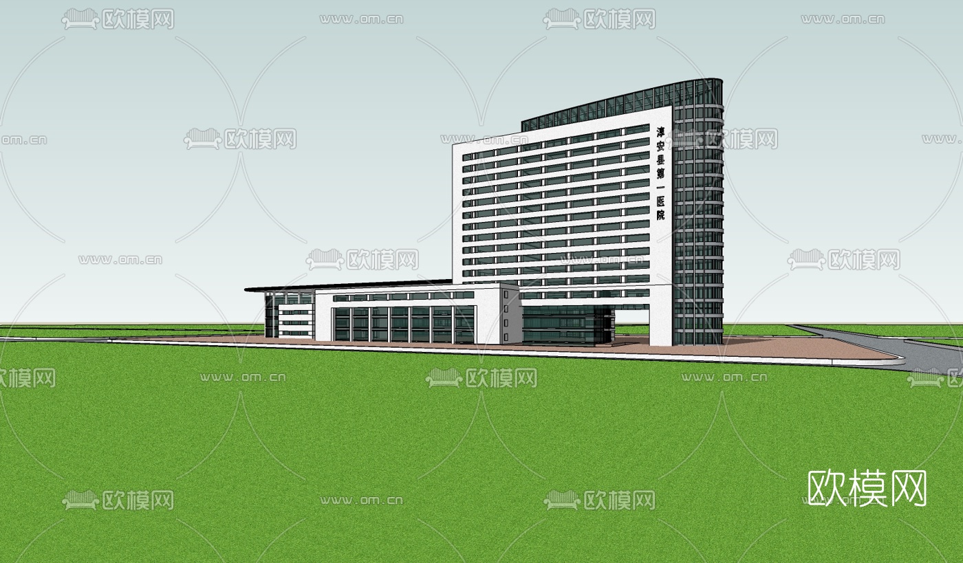 现代医院免费su模型下载（渲染图1）