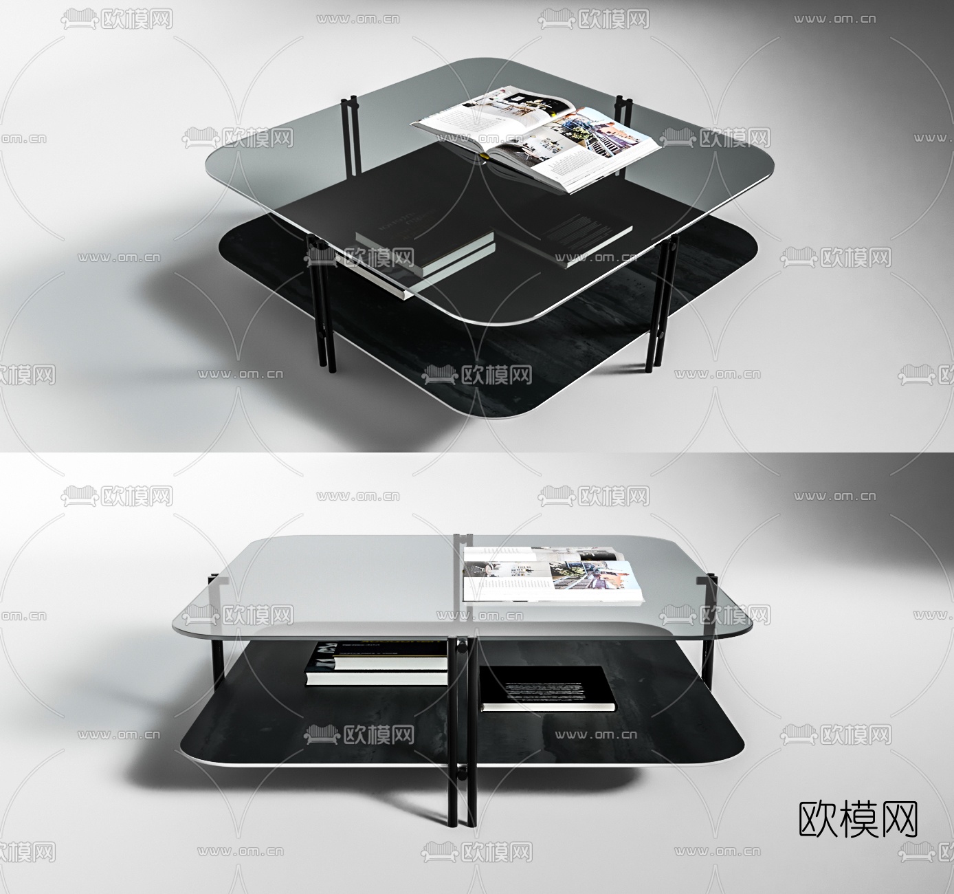 现代玻璃茶几3d模型