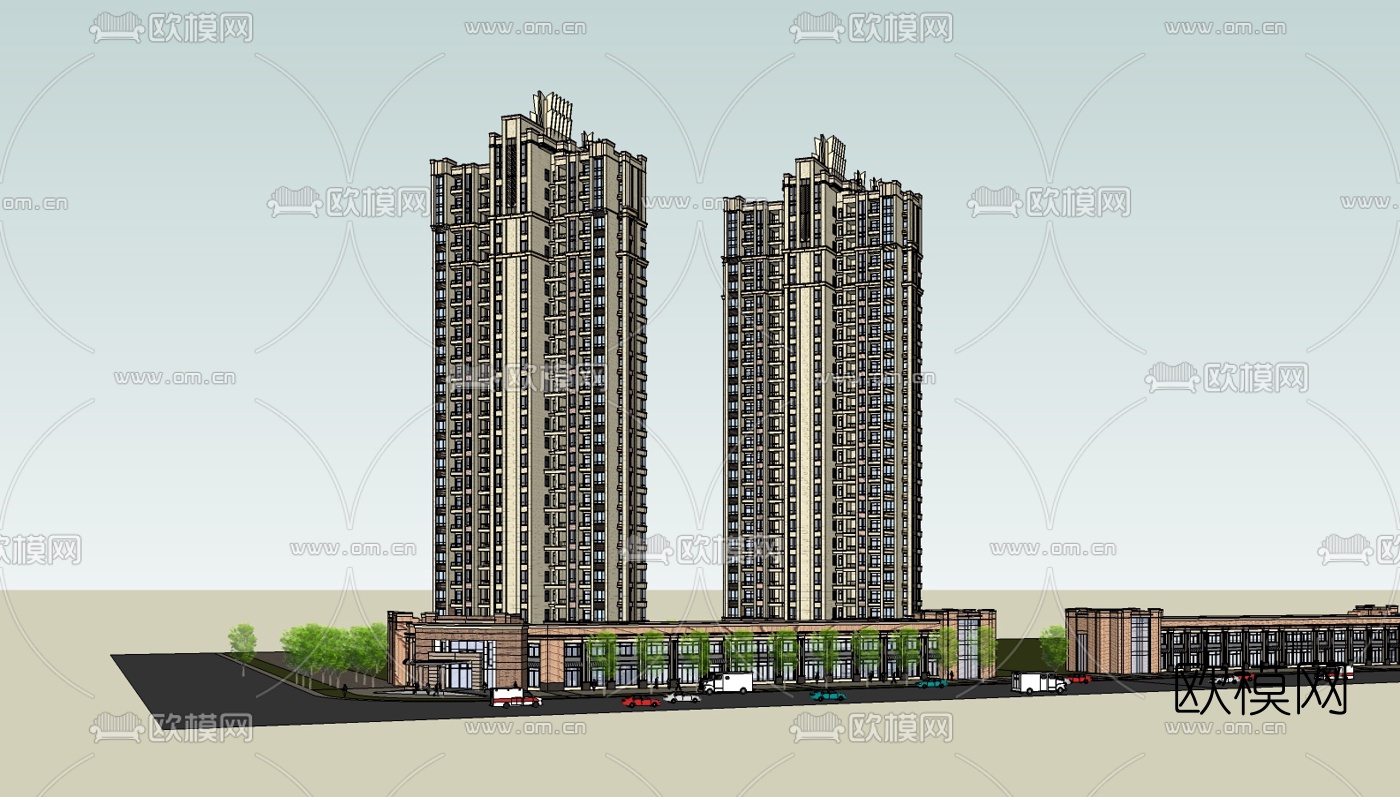 新古典商住综合楼su模型