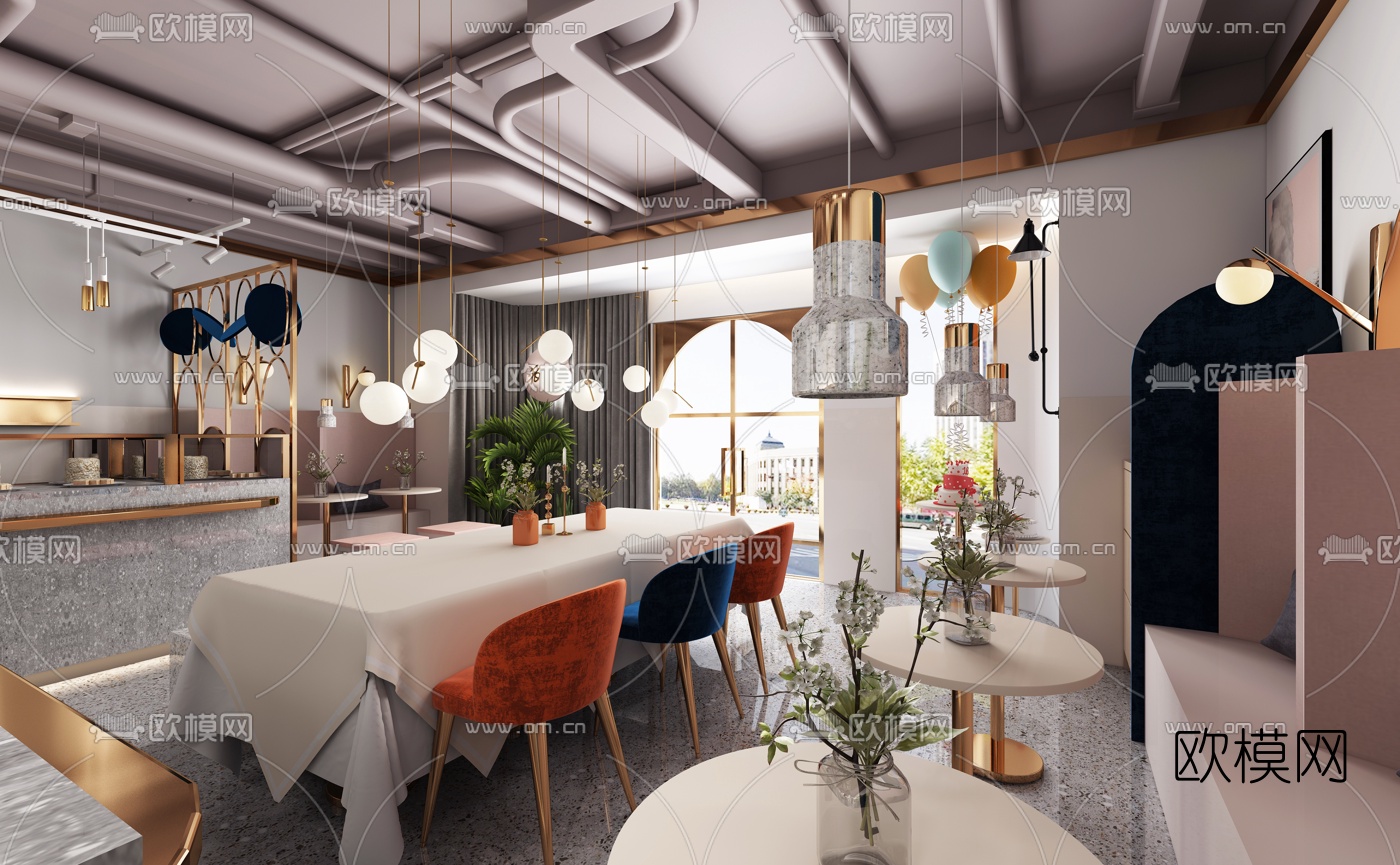 现代轻奢蛋糕店3d模型
