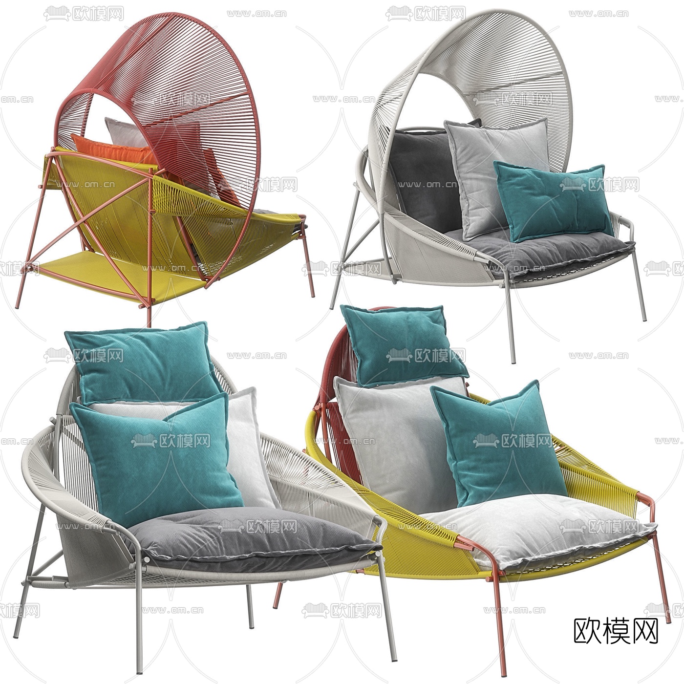 现代藤编休闲户外椅3d模型下载（渲染图7）