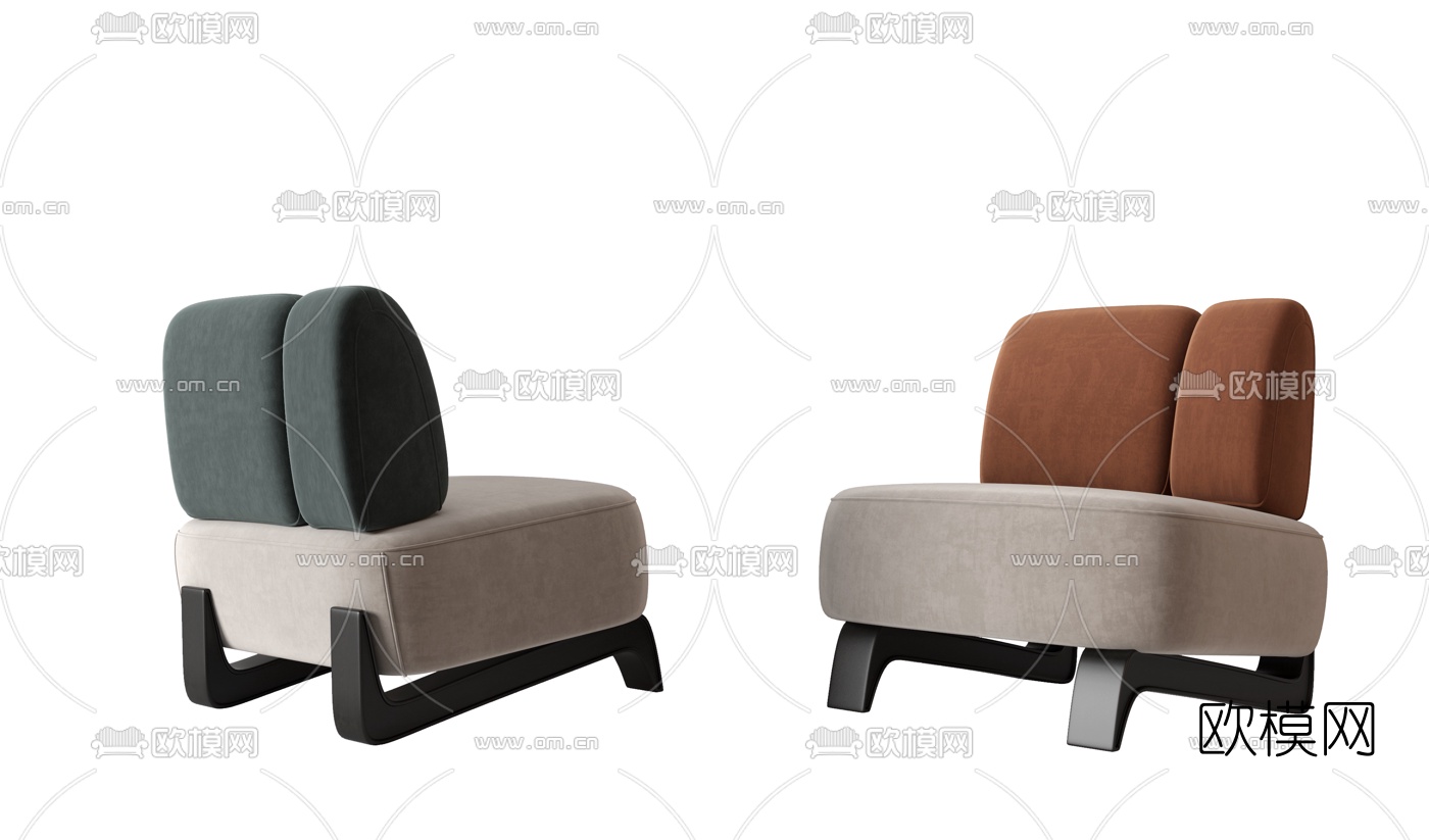 现代布艺沙发凳3d模型下载（渲染图2）