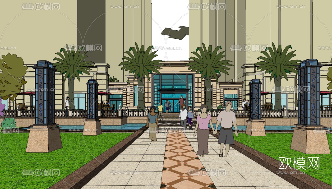 欧式园林景观su模型下载（渲染图1）