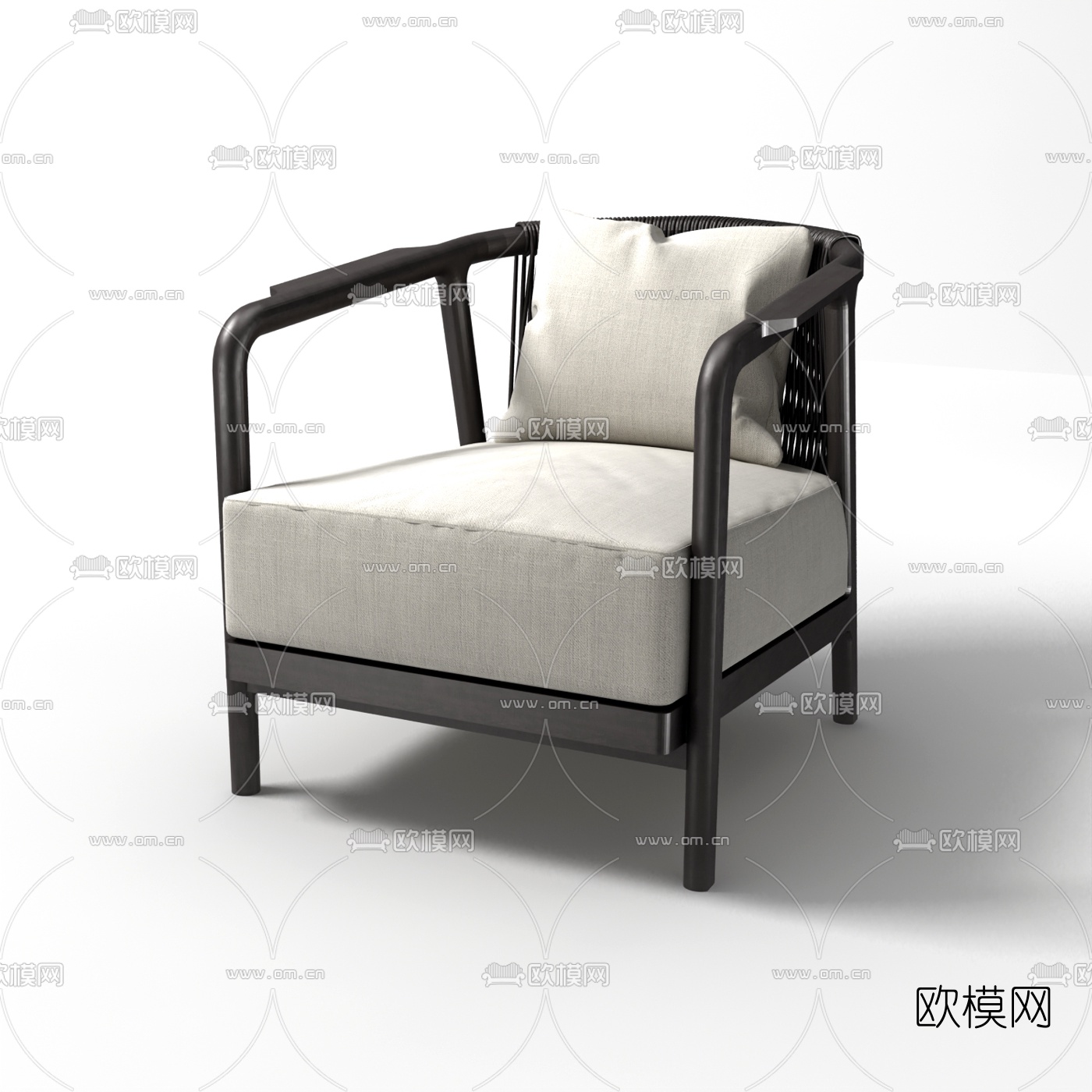 新中式休闲沙发单椅组合3d模型下载（渲染图5）