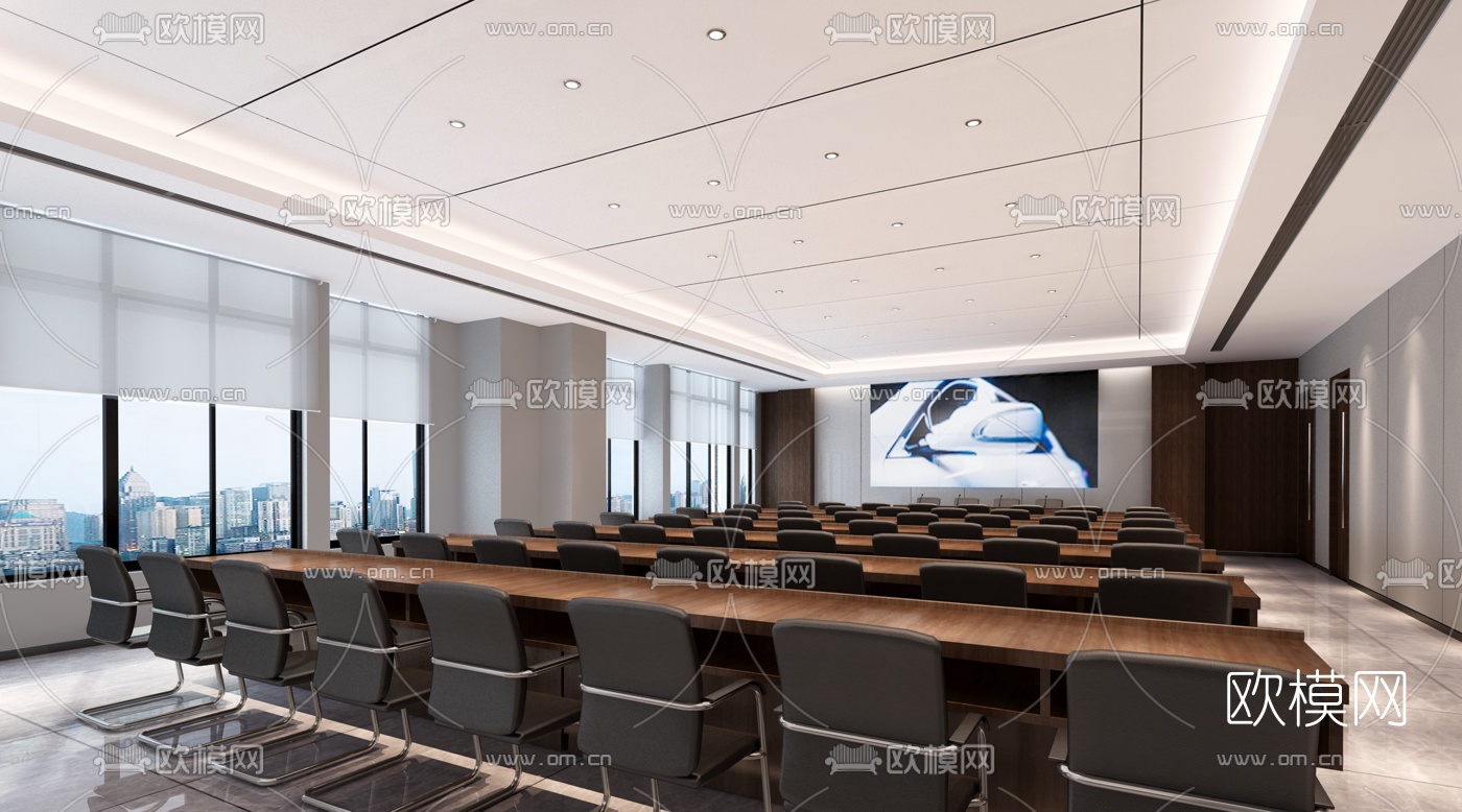 现代培训室会议室3D模型
