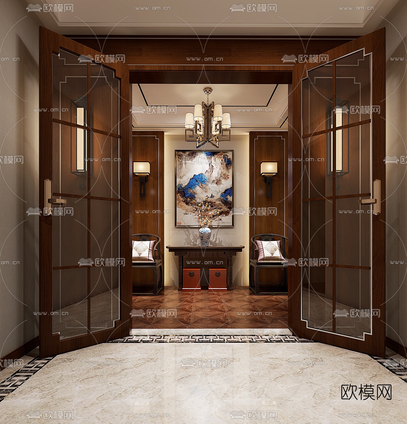 中式玄关免费3d模型下载_ID10147689_3dmax免费模型-欧模网