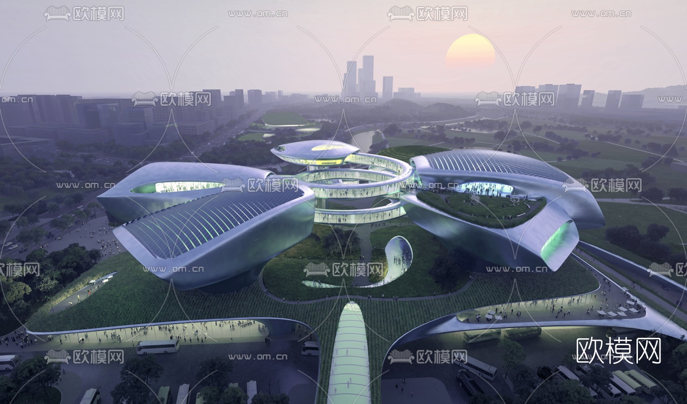 现代博物馆鸟瞰su模型