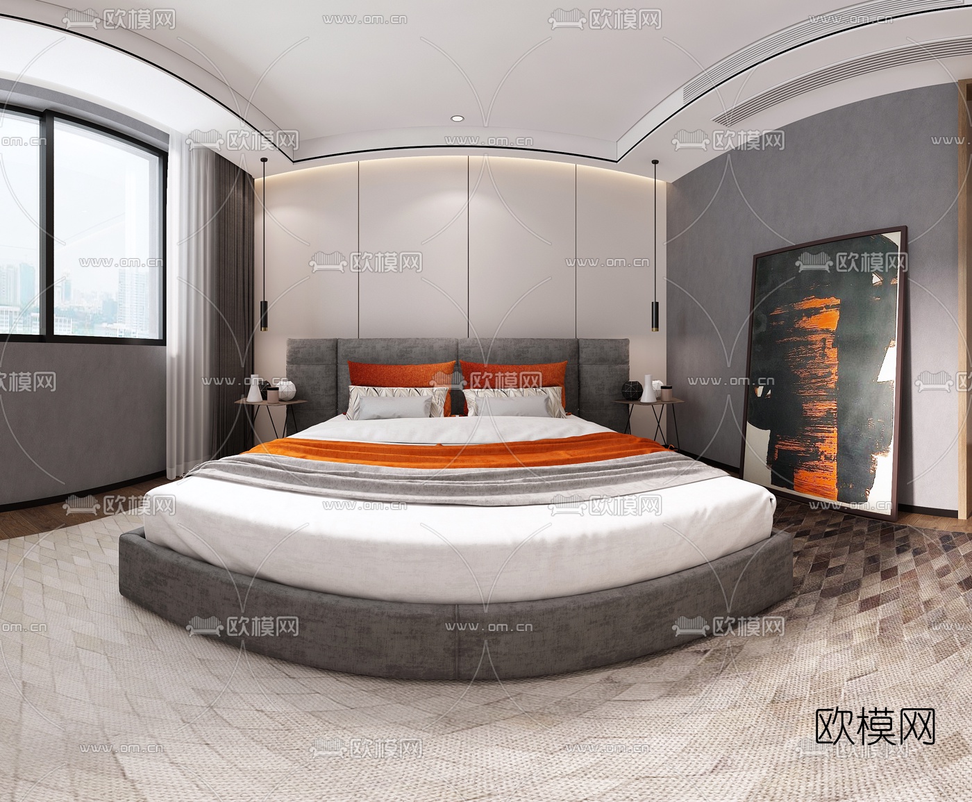 现代卧室全景3D模型下载_ID10646894_3dmax免费模型-欧模网