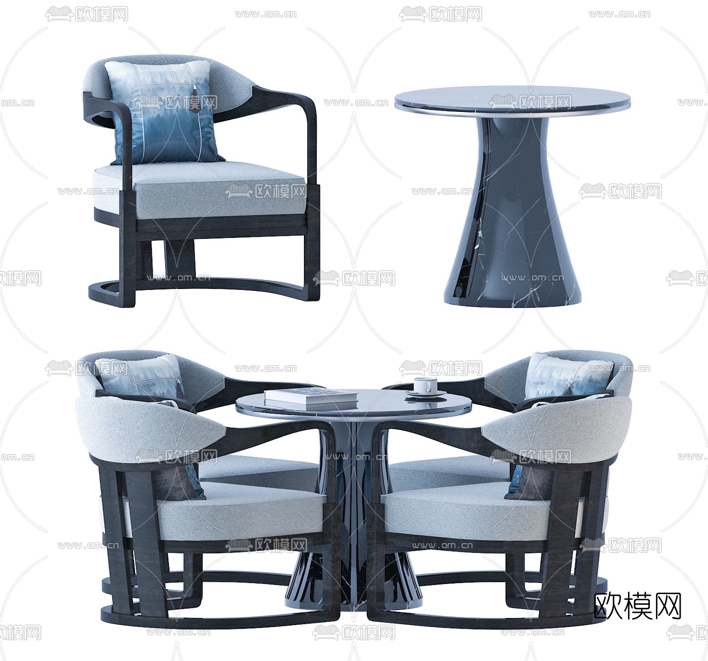 中式休闲桌椅3d模型下载
