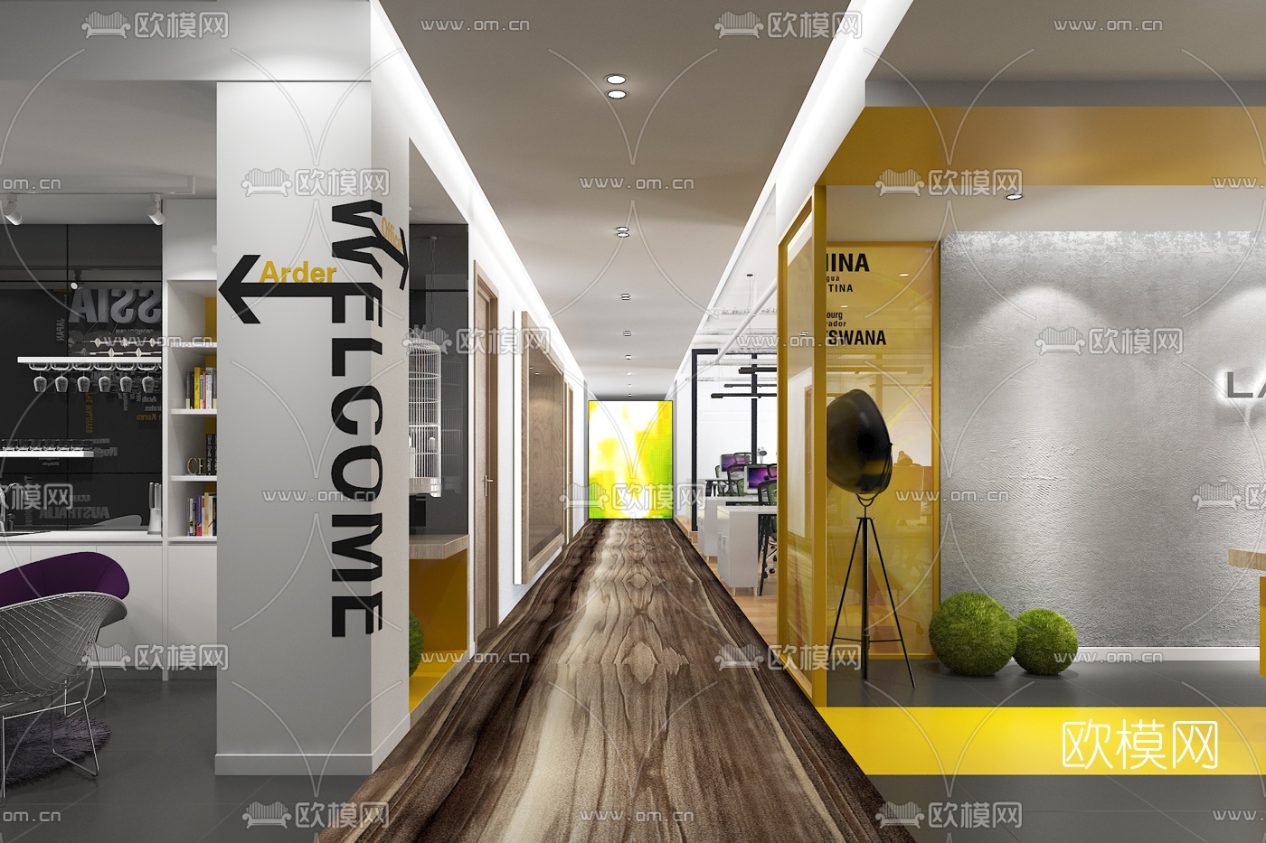 现代办公前台3d模型