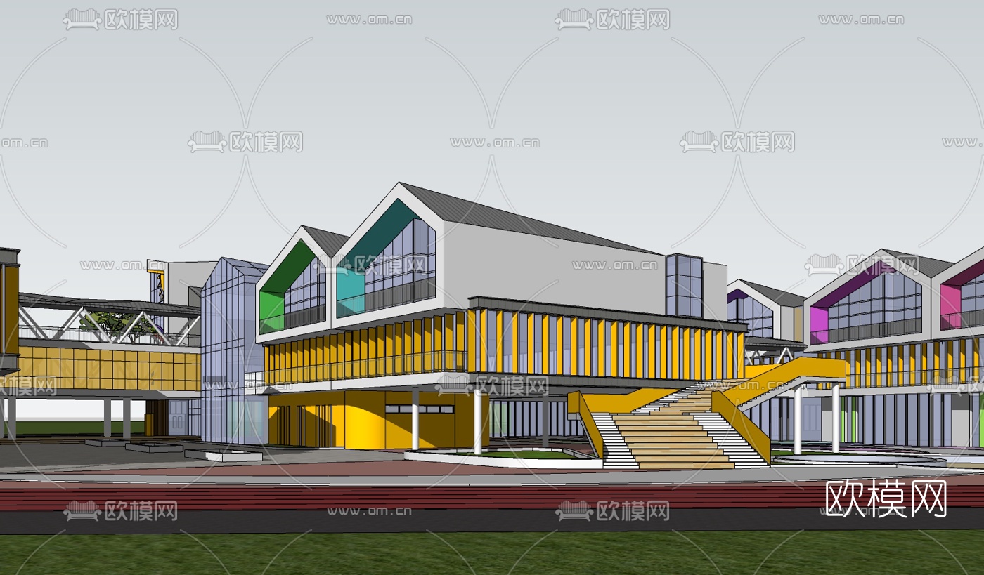 现代幼儿园su模型下载（渲染图2）