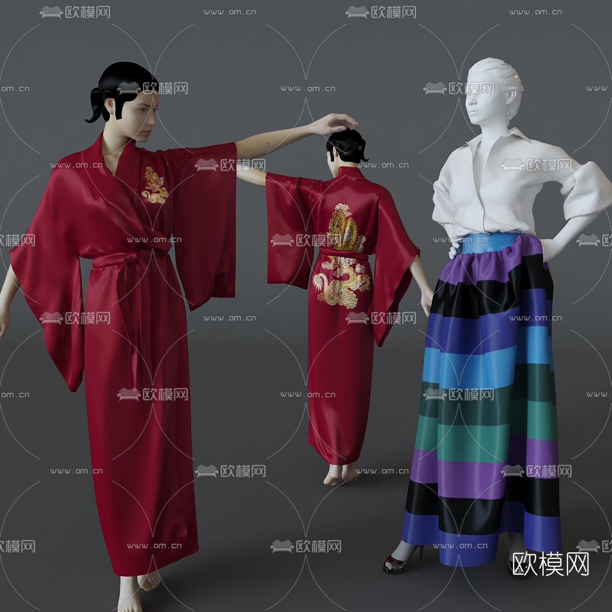 现代人物模特服装3D模型