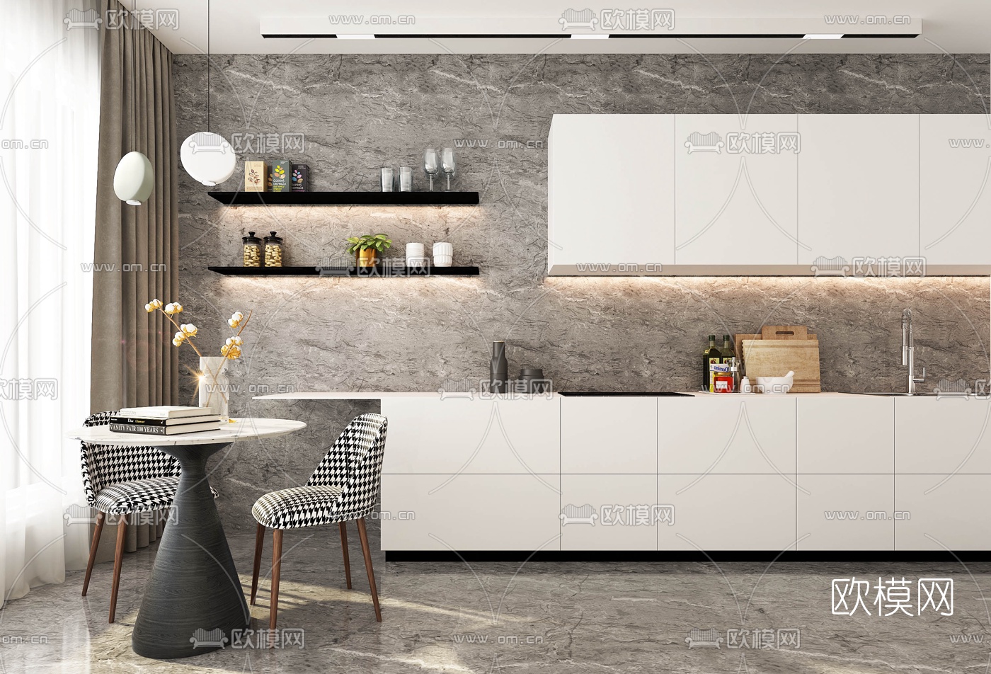 现代橱柜3d模型下载