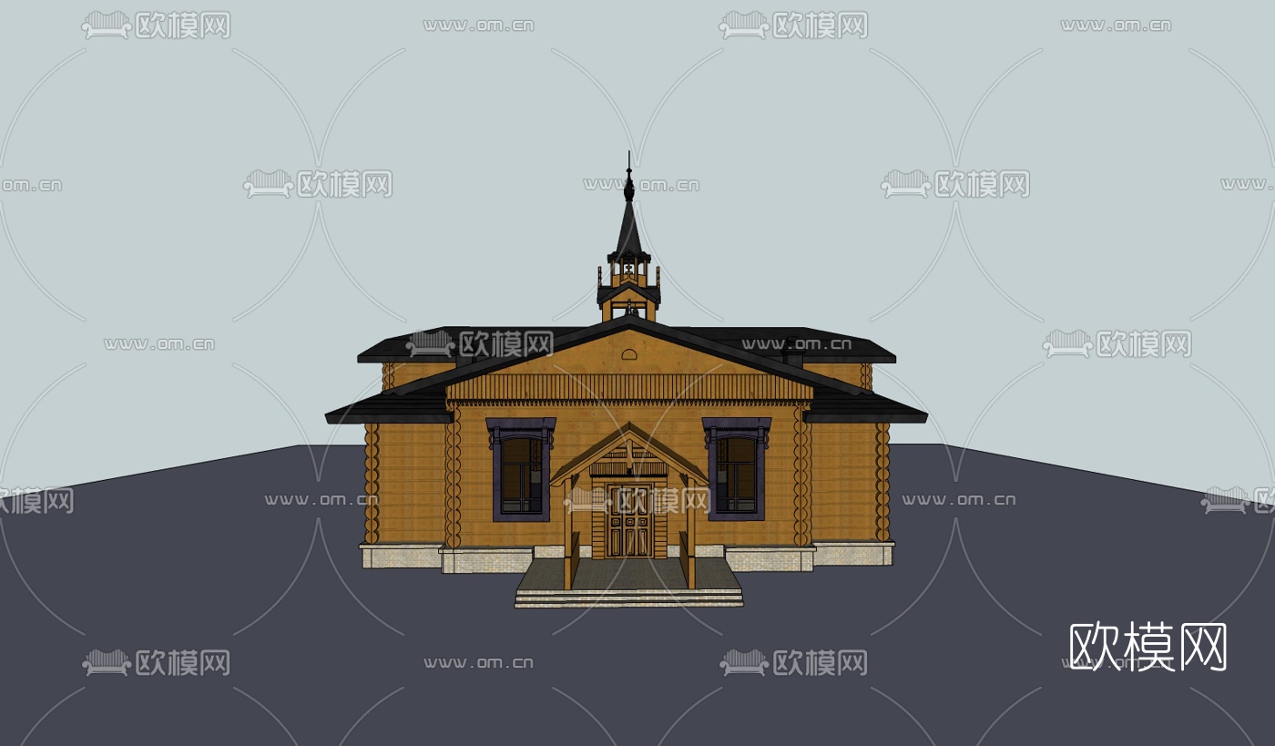 欧式教堂su模型下载（渲染图2）