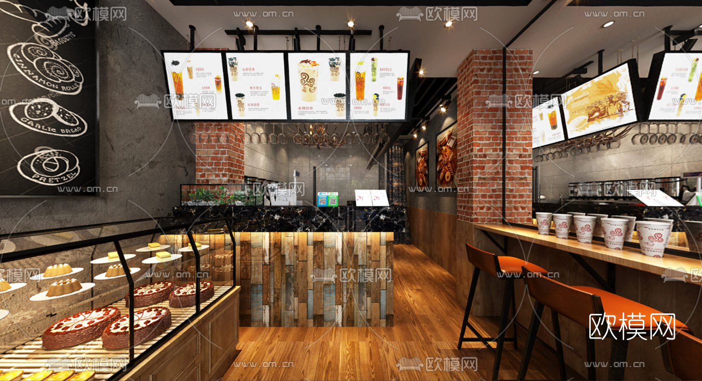 工业风蛋糕店全景3d模型