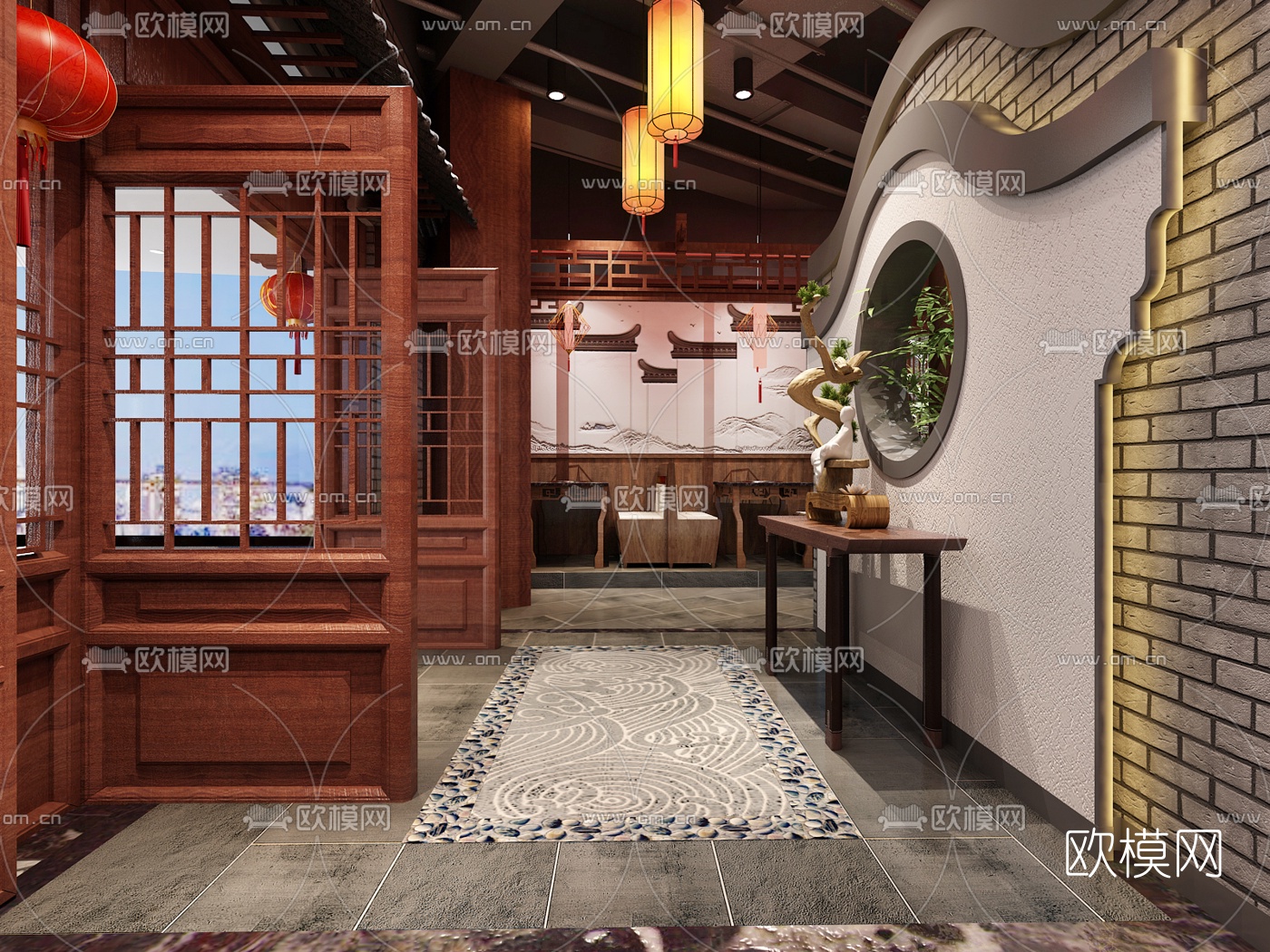 中式火锅店3d模型