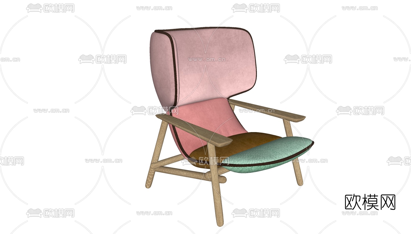 现代布艺休闲椅su模型下载（渲染图2）