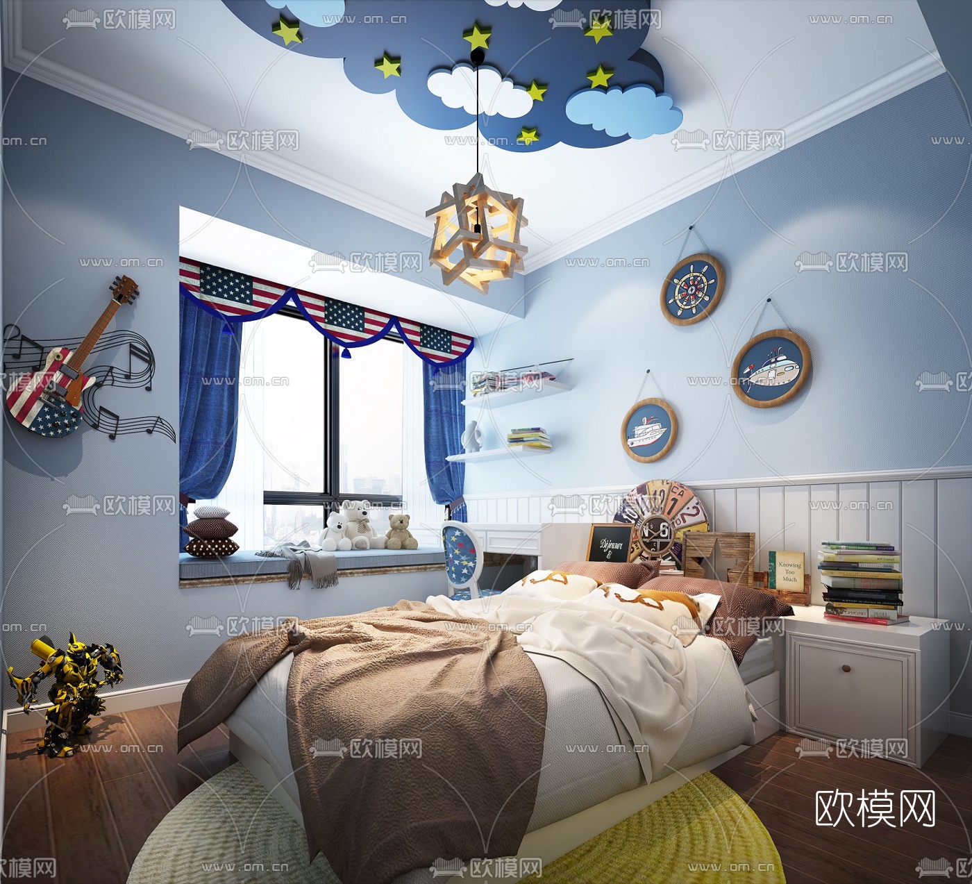 地中海卧室儿童房3D模型下载