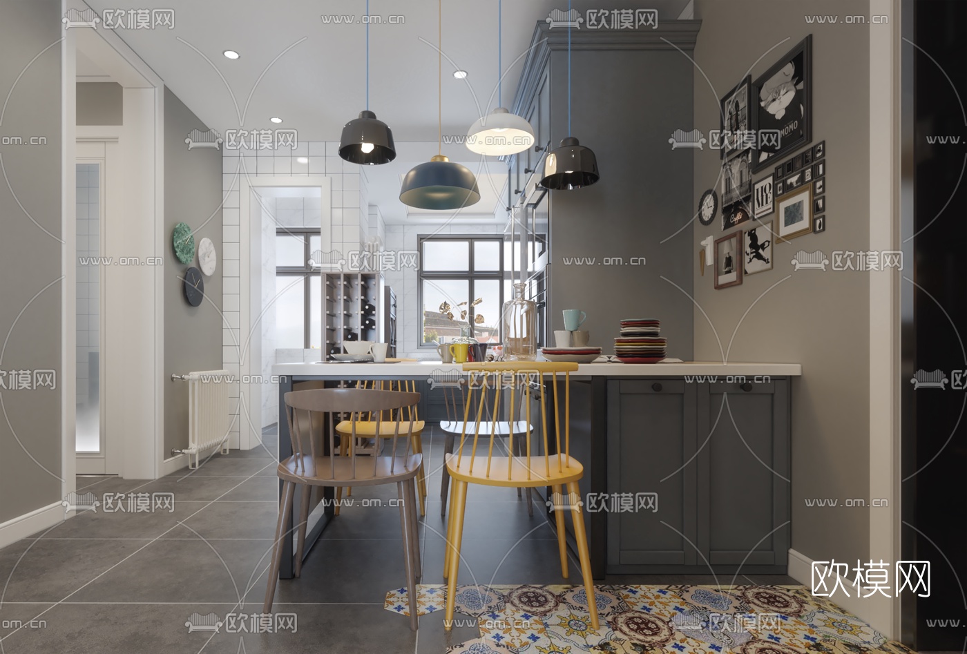 北欧客厅餐厅免费3d模型