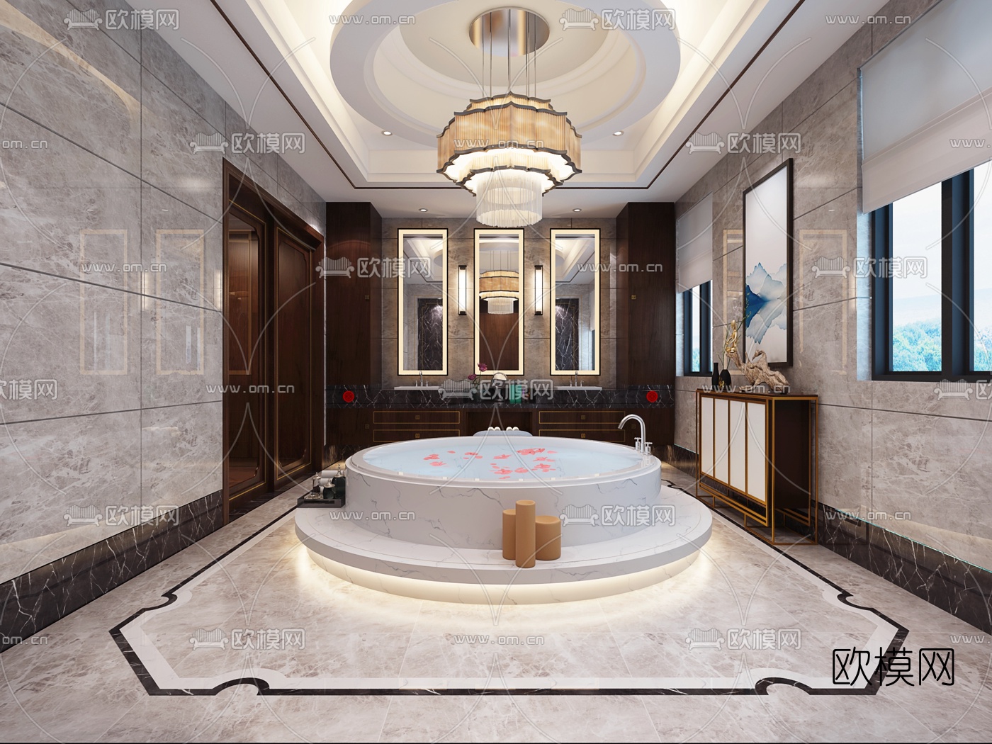 新中式浴室卫生间3D模型
