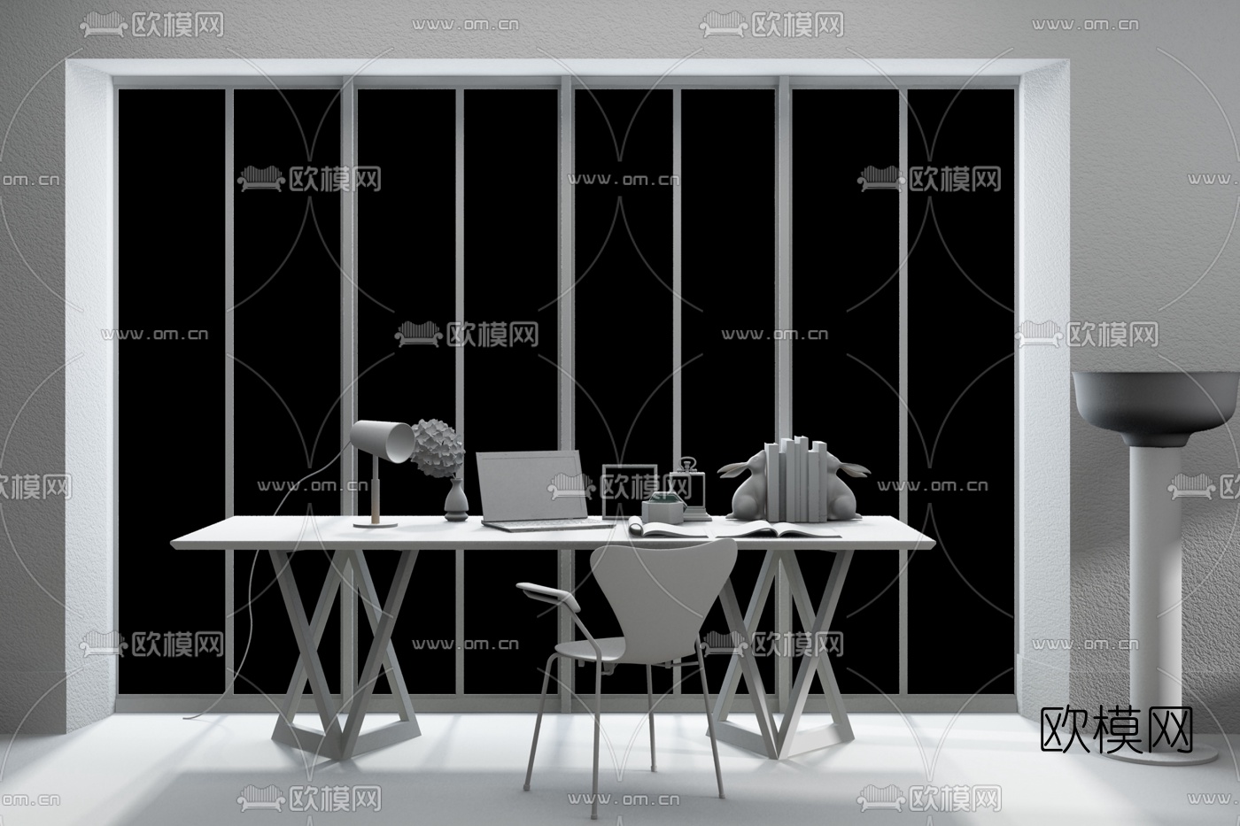 比利时PER USE品牌 现代办公桌3d模型下载（渲染图2）